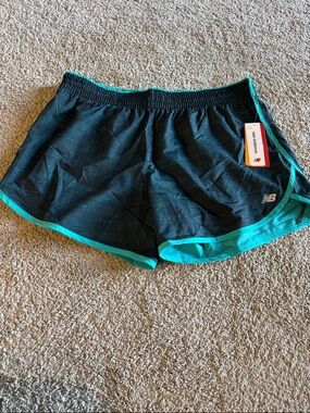 New Balance Black Shorts with Teal Trim